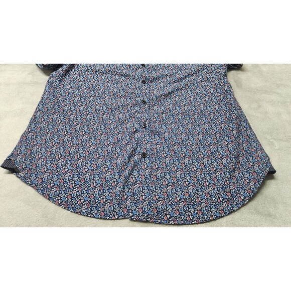 Con.Struct Mens Large Slim Fit 4-Way Stretch Floral Pattern Button Down Shirt - Picture 5 of 7